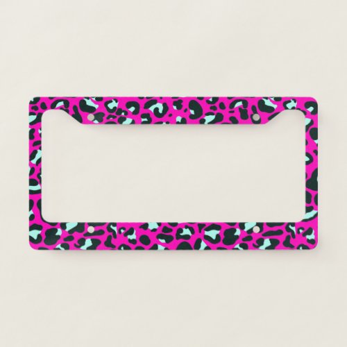 Modern Pink Cheetah Leopard Animal Print License Plate Frame