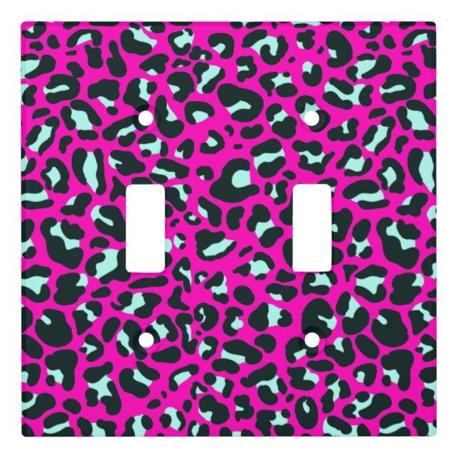 Modern Pink Cheetah Leopard Animal Print Light Switch Cover (Front)