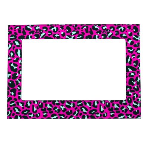 Modern Pink Cheetah Leopard Animal Print Magnetic Frame