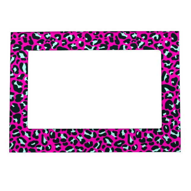 Modern Pink Cheetah Leopard Animal Print Magnetic Frame (Front)