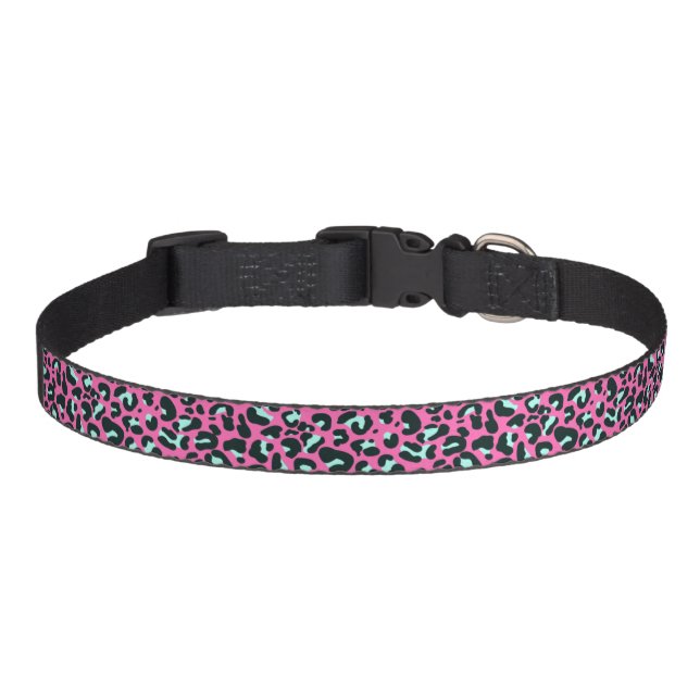 Modern Pink Cheetah Leopard Animal Print Pet Collar (Front)