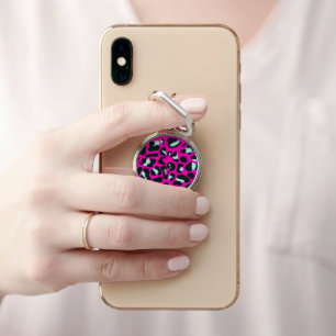 Modern Pink Cheetah Leopard Animal Print Phone Ring Stand