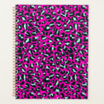 Modern Pink Cheetah Leopard Animal Print Planner<br><div class="desc">Always trendy hot pink solid color. Wild safari and jungle animal print. Modern chic fine small cheetah,  leopard skin animal print in white and pastel mint and pink color. Small cheetah leopard animal print.</div>