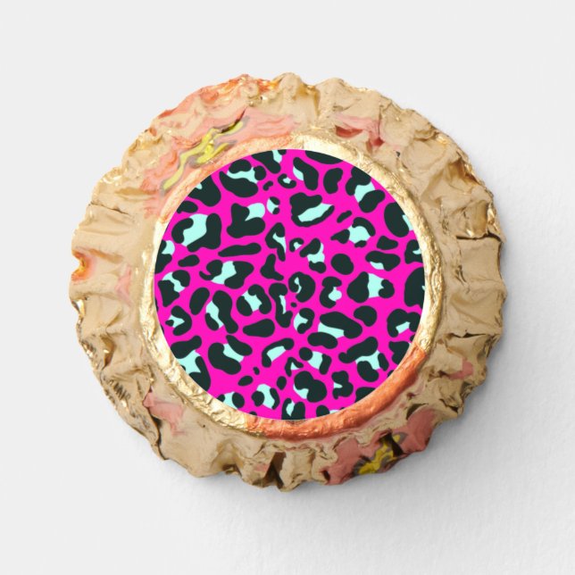 Modern Pink Cheetah Leopard Animal Print Reese's Peanut Butter Cups (Front)