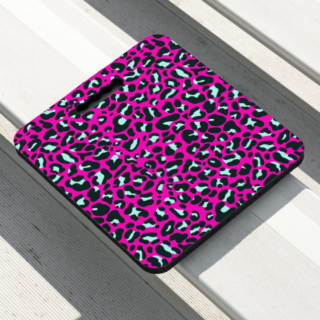Modern Pink Cheetah Leopard Animal Print Seat Cushion (In Situ)