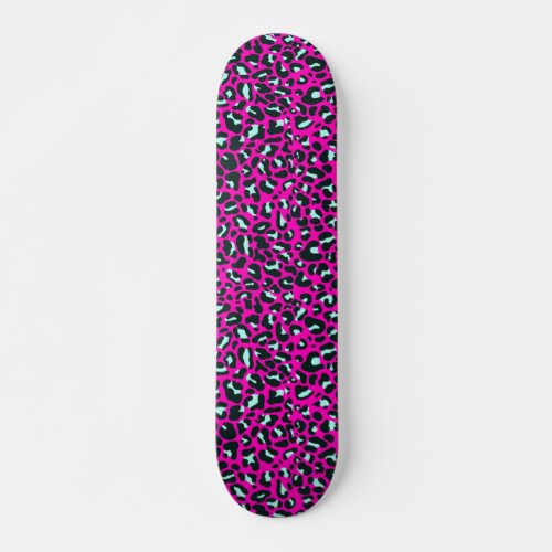 Modern Pink Cheetah Leopard Animal Print Skateboard
