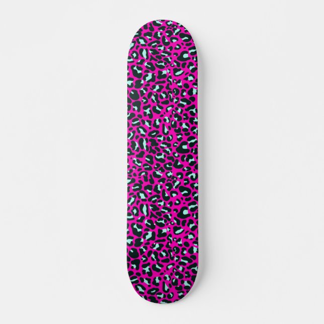 Modern Pink Cheetah Leopard Animal Print Skateboard (Front)