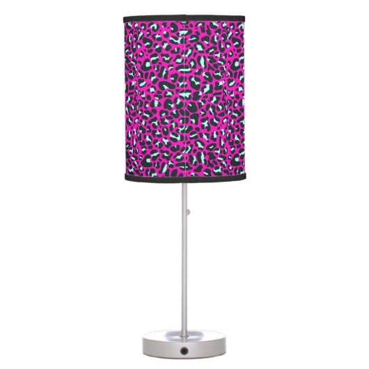 Modern Pink Cheetah Leopard Animal Print Table Lamp (Back)
