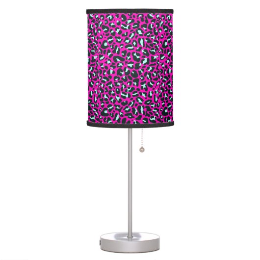 Modern Pink Cheetah Leopard Animal Print Table Lamp (Left)