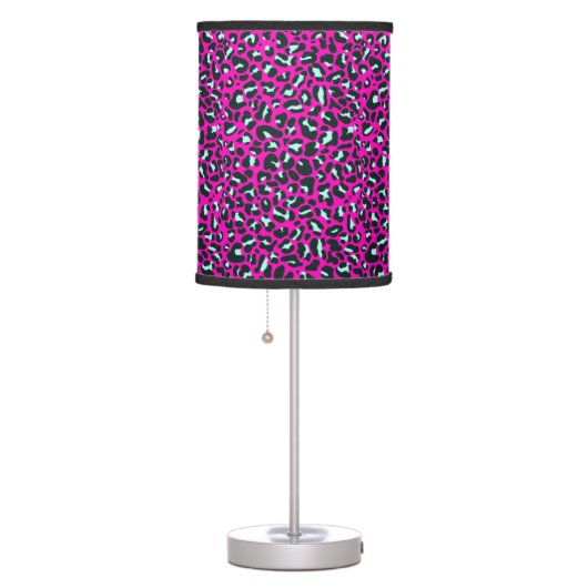 Modern Pink Cheetah Leopard Animal Print Table Lamp (Right)