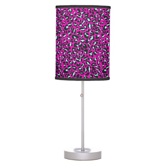 Modern Pink Cheetah Leopard Animal Print Table Lamp (Front)