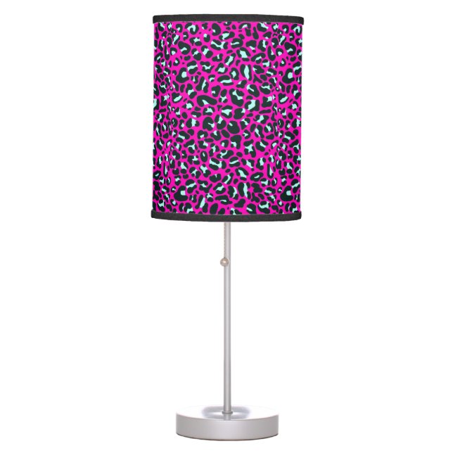 Modern Pink Cheetah Leopard Animal Print Table Lamp (Front)