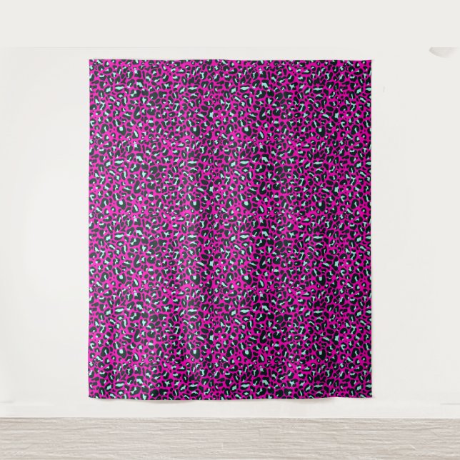 Modern Pink Cheetah Leopard Animal Print Tapestry (Front)