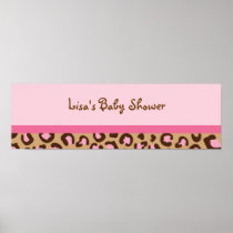 Modern Pink Cheetah Print Baby Shower Banner Sign