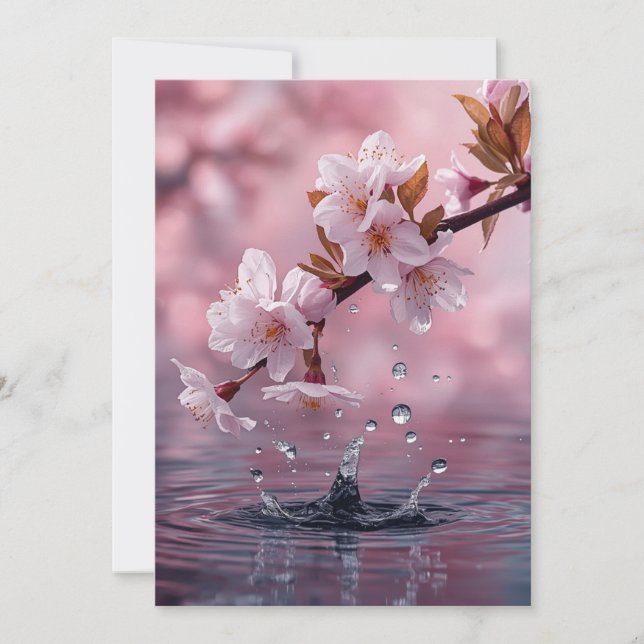 Modern Pink Cherry Blossom Invitation Template – E (Front)