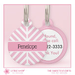 Modern Pink Chevron Personalized Pet ID Tag<br><div class="desc">Elevate your pet’s style with this personalized ID tag. Adorned with a soft pink chevron pattern and space to add a pet’s name on the front and phone number on the back, this tag is both stylish and practical. It’s the perfect accessory to ensure your furry friends are safe and...</div>