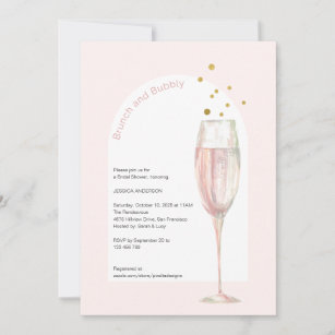 Modern Pink chic pop the bubbly champagne bridal  Invitation