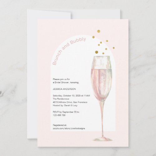 Modern Pink chic pop the bubbly champagne bridal  Invitation