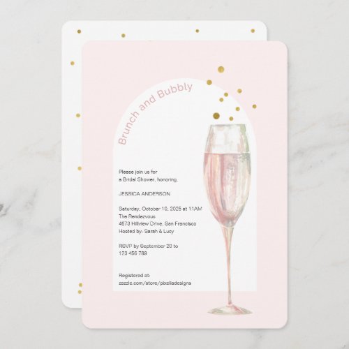 Modern Pink chic pop the bubbly champagne bridal   Invitation