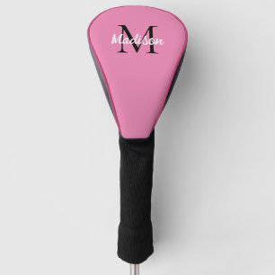 Modern Pink Chic Script Monogram Name Ladies Golf Head Cover