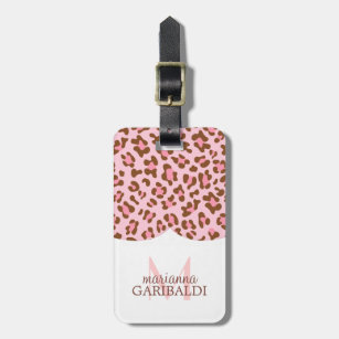 Modern Pink Choco Animal Print Girly Personalized Luggage Tag