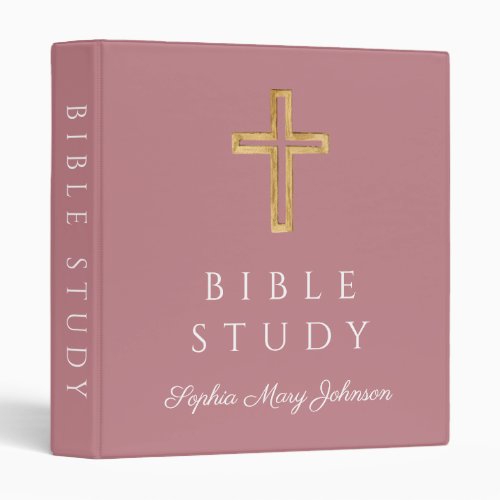 Modern Pink Christian Religious Cross Bible Study 3 Ring Binder