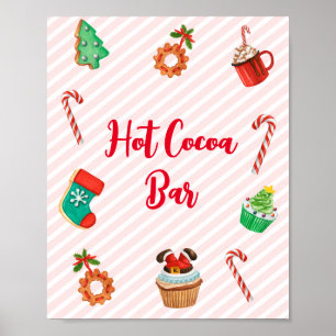Modern Pink Christmas Hot Cocoa Bar Sign