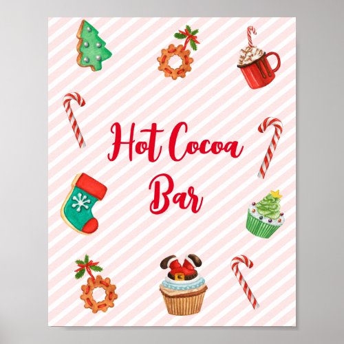 Modern Pink Christmas Hot Cocoa Bar Sign