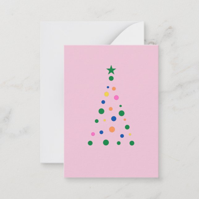 Modern Pink Christmas Tree Custom Back Budget  Note Card (Front)