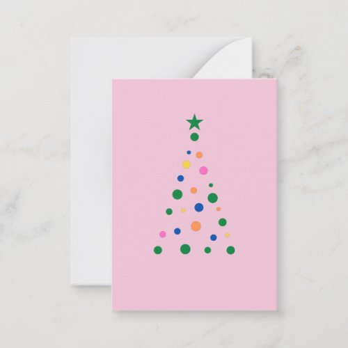 Modern Pink Christmas Tree Custom Back Budget  Note Card