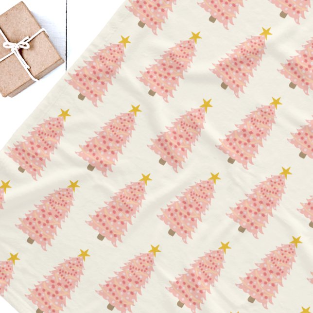Modern Pink Christmas Tree On Ivory Fleece Blanket (Creator Uploaded)