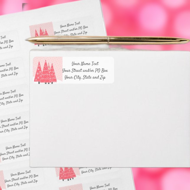 Modern Pink Christmas Trees Address Label (Creator Uploaded)