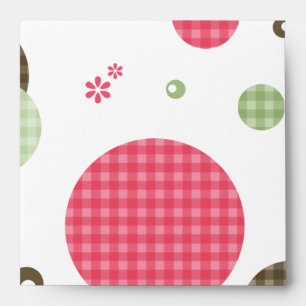 Modern Pink Circles And Girly Retro Flowers Envelope