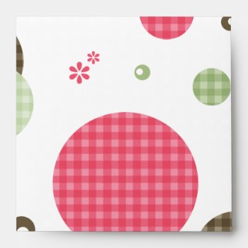 Modern Pink Circles And Girly Retro Flowers Envelope by PhotographyTKDesigns at Zazzle