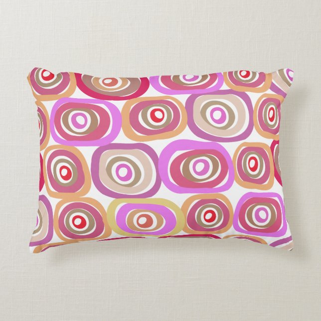 Modern pink circles decorative accent pillow (Front)