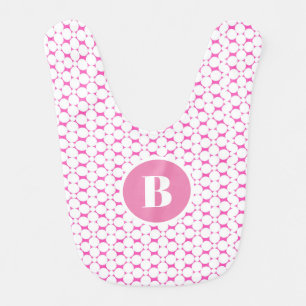 Modern Pink Circles Girls Monogram Baby Bib