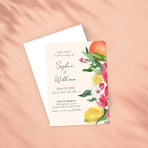 Modern Pink Citrus Garden Wedding Invitation