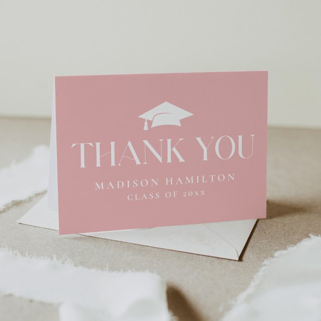 Modern Pink Class of 2026 Graduation Thank You Card (Creator Uploaded)