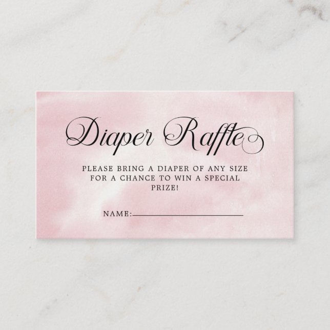 Modern Pink  Cloud Nine Baby Shower Diaper Raffle Enclosure Card (Front)
