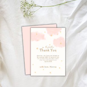 Modern Pink Cloud Nine Girl Baby Shower Thank You Card