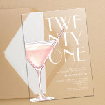 Modern Pink Cocktail 21st Birthday Acrylic Invitations<br><div class="desc">Modern 21st birthday invitation featuring elegant chic typography and minimalist design in pink color</div>