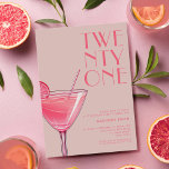 Modern Pink Cocktail 21st Birthday Invitation<br><div class="desc">Modern 21st birthday invitation featuring elegant chic typography and minimalist design in pink color</div>