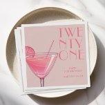 Modern Pink Cocktail 21st Birthday Napkins<br><div class="desc">Modern 21st birthday cocktail napkins featuring elegant chic typography and minimalist design in pink color</div>