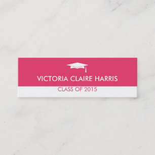 Modern pink color block graduation name card