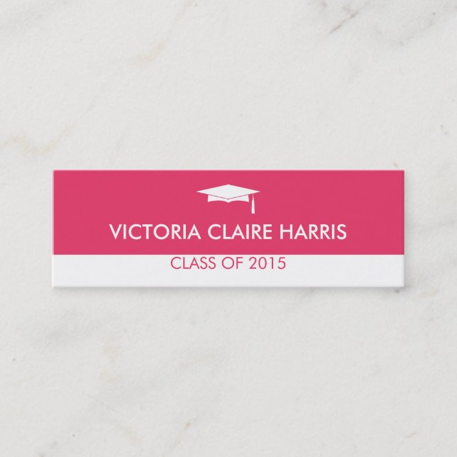 Modern pink color block graduation name card (Front)