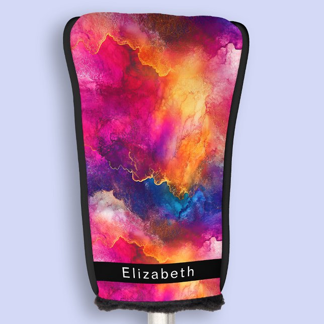 Modern Pink Color Fusion Personalized Golf Head Cover (Creator Uploaded)