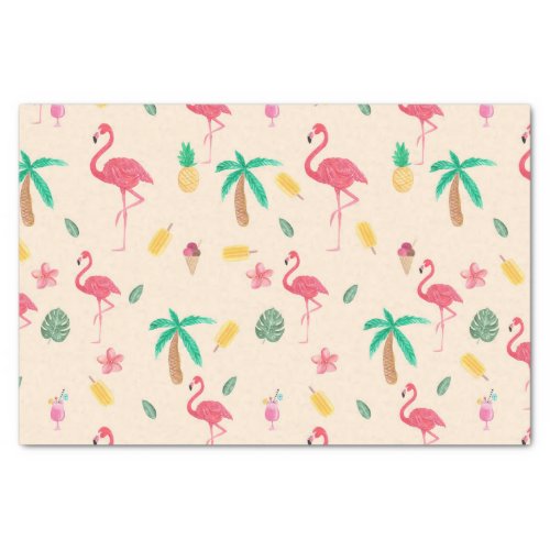 Modern pink colorful watercolor tropical flowers tissue paper
