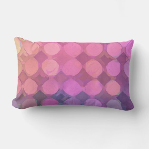 Modern Pink Colors Abstract Circle Watercolor Lumbar Pillow