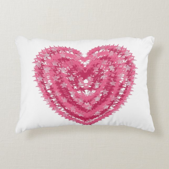 Modern Pink Confetti Heart | Valentine's Day Art Accent Pillow (Front)