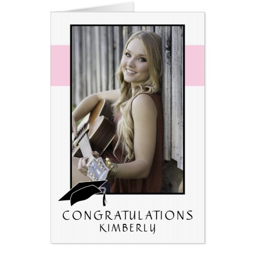 Modern Pink Congratulations Graduation Photo Big Card